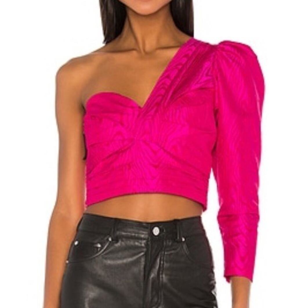 A.L.C Lizzy One Shoulder Spring Bright Berry Pink Prom Party Crop Top Sz 4